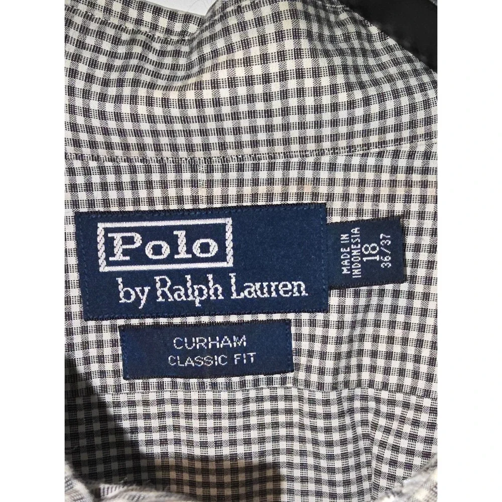 Polo Ralph Lauren Curham Classic Fit Gingham Shirt Mens 18 36/37 Blue White